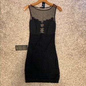 Bebe Black mesh and lace dress